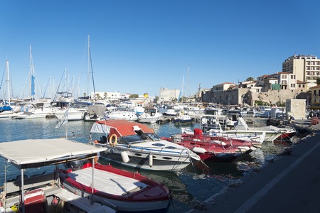 A marina on the island of Crete.のeditorial素材