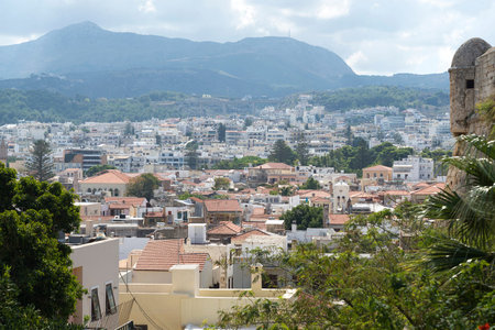 View of resort Greek architecture Rethymno city-port