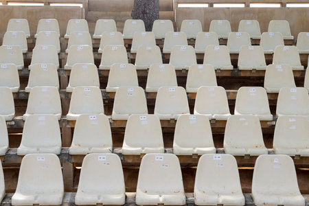 Plastic chairs for theater in the open air space.
