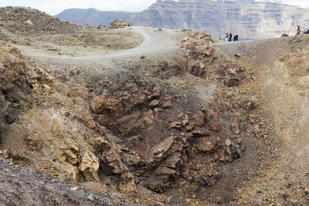 Exotic rocky road to the crater of the volcano.の写真素材