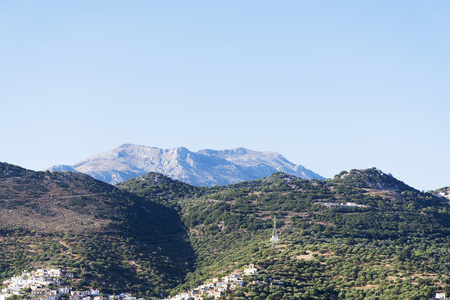 Village in the mountains on the island of Crete in a Sunny day.の写真素材