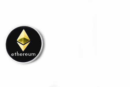 Ethereum Silver coin isolated on white background