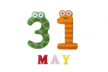 Figure thirty-one and the word may on a white background. Calendar.の写真素材