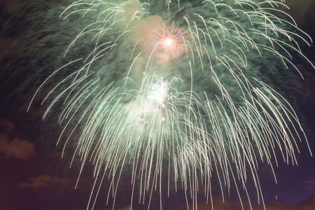 Colorful fireworks on the black sky backgroundの写真素材