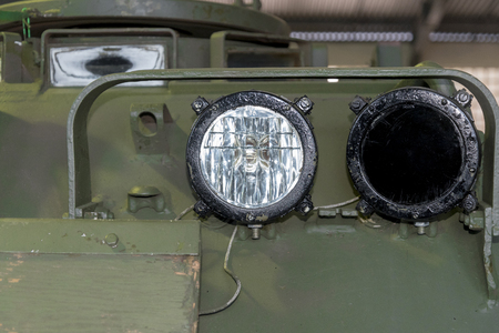 Round lantern in the armored vehicle of Russian military equipment. Modern weapons of Russia.の写真素材