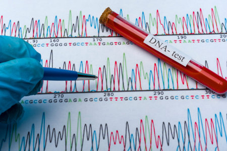 DNA molecule forming inside the vial in for blood analysis.