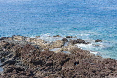 Rocks and sea side view of the island of Tenerife. Beautiful sea nature.