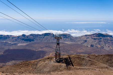 Cable car to the Teide volcano on a summer day. The concept of tourism and travel.