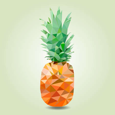 Pineapple, vector image on a square background. Pineapple triangulation technique. Label design element.のイラスト素材
