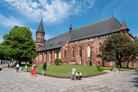 KALININGRAD, RUSSIA-JUNE 5, 2021: The Cathedral, the symbol of the city of Kaliningrad and the main attraction on a sunny June dayの写真素材