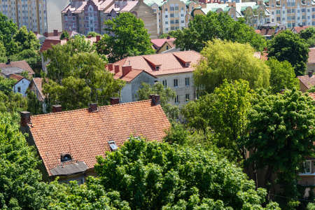 A magnificent urban landscape that can be seen from the observation deck of the water tower in the city center.Zelenogradsk, Russiaの写真素材
