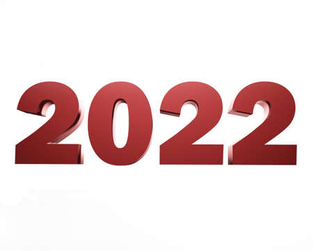 3d inscription 2022 happy new year on a white background. The concept of the new year.の写真素材
