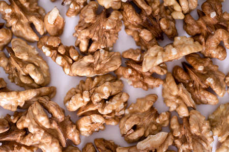 Walnut background. Kernels walnuts. top view. Vegetarian or eating healthy. Vegetarian or eating healthy.の写真素材