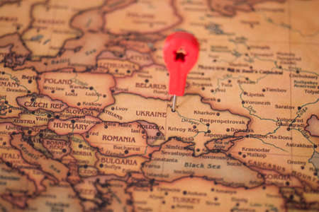 Ukraine on the world map. Borders on the world map. The concept of peace.の写真素材