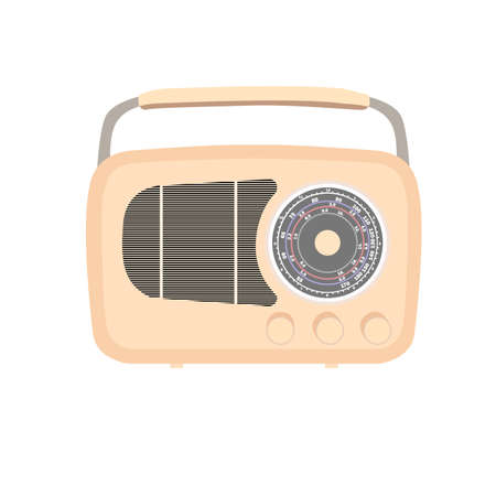 vector illustration of a light orange retro-style radio on a white background. World Radio Amateur Day.のイラスト素材