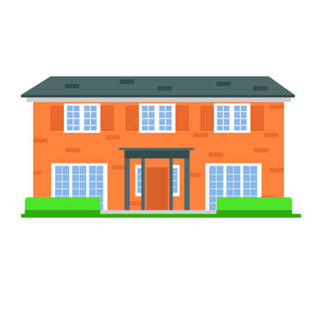 Country residential house, cottage or private house. Residential property isolated on a white background.のイラスト素材