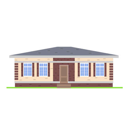 Country residential house, cottage or private house. Residential property isolated on a white background.のイラスト素材