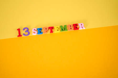 September 13 on a yellow background with room for text. Grandparents' Day Concept in the United States.の写真素材