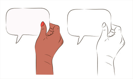 The hand holds a card in color and black and white. The concept of information on the card.のイラスト素材