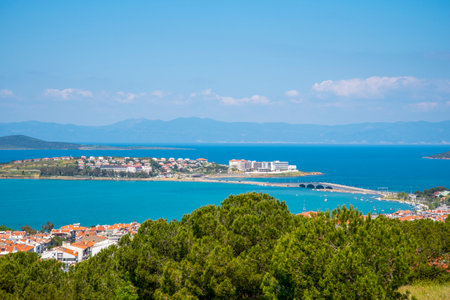 Panorama of the city of Ayvalik in Turkey on a summer and sunny day. The concept of travel and tourism.の写真素材