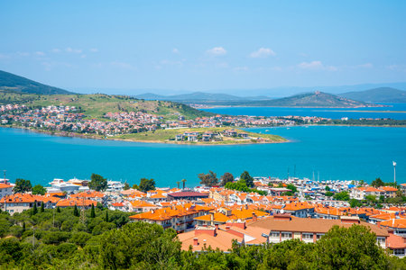 Panorama of the city of Ayvalik in Turkey on a summer and sunny day. The concept of travel and tourism.の写真素材
