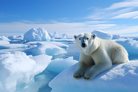 Polar bear in the Arctic. The concept of animal life in the wild. Polar Bear Day.の素材