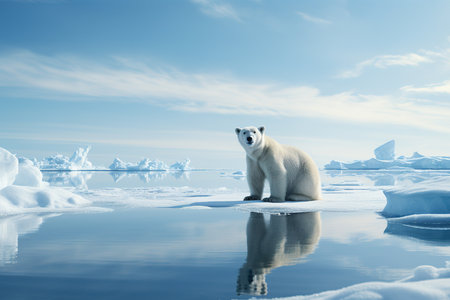 Polar bear in the Arctic. The concept of animal life in the wild. Polar Bear Day.の素材