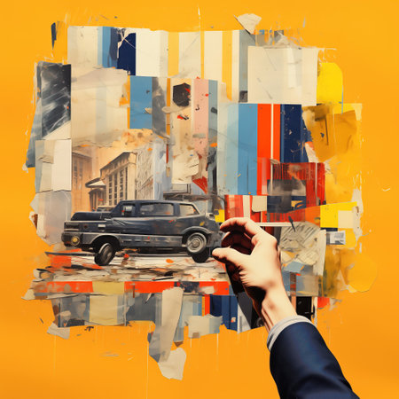 Teamwork. Contemporary artistic collage of human hands. Creating projects profitable. Retro, vintage style. Concept of business, career, employers, team.の素材