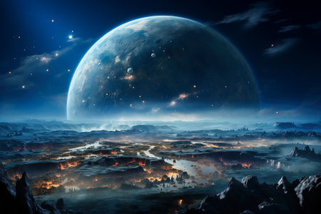 Fantasy planet landscape science. Generate AIの素材