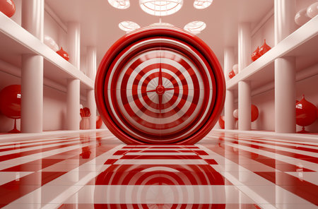 abstract background with red target, achieve goals. Concept of business and goal achievement.の素材