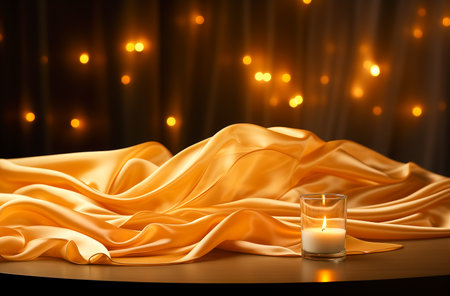Light brown orange gold yellow silk satin. Color gradient. Golden luxury elegant abstract background created with Generative AIの素材