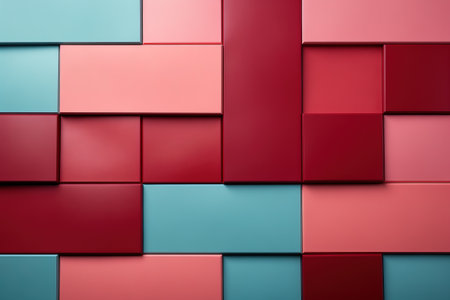 Abstract blue, pink cube stacking wall art for cube wallpaper background. Generative artificial intelligenceの素材
