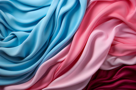 Blue and pink fabric, brightly colored background. Background concept.の素材