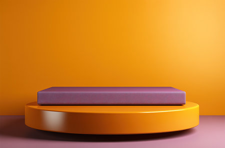 Orange podium and minimal abstract background, ai technology. The concept of advertising and promoting one's product.の素材