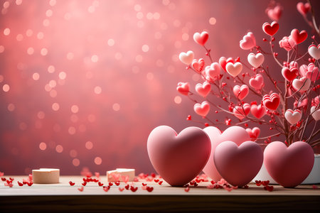 A big pink heart made of lots of little hearts, generative AI. The concept of love and romance.の素材