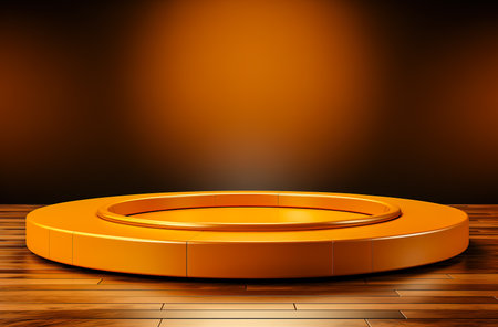 Orange podium and minimal abstract background, ai technology. The concept of advertising and promoting one's product.の素材