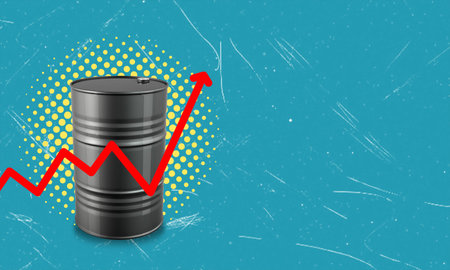Art collage, modern art collage featuring an oil barrel and a graph of a price increase. The concept...
