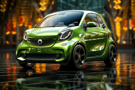 Innovative green car concept. Futuristic smart car technology. Generate AI. The concept of the car of the future.の素材