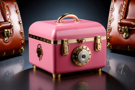Pink safe with space for text. Business and finance concept.の素材