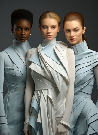 Portrait of three young female models. Concept of beauty and fashion.の素材