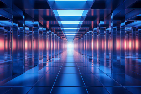 blue tunnel in the tunnel. The concept of an infinite path.の素材