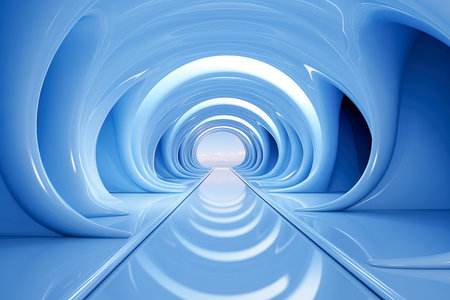 blue tunnel in the tunnel. The concept of an infinite path.の素材