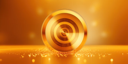 A golden target, a target with room for text and advertising. The concept of success and promotion in business.の素材