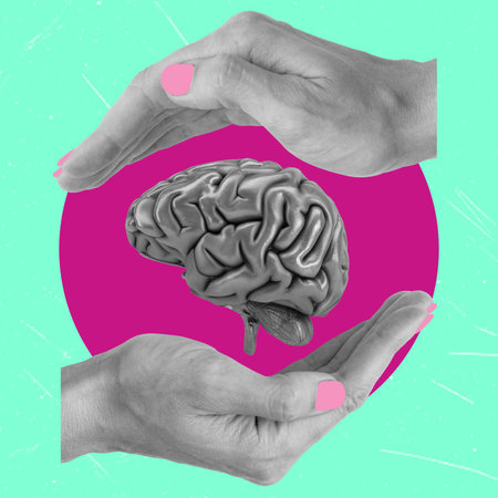 Art collage, your brain is in good hands. The concept of treatment and medicine.