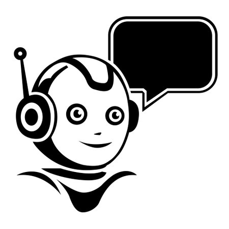 Chat bot  design concept. Virtual smart assistant Bot icon. Robot head with speech bubble. Customer service chat bot.のイラスト素材