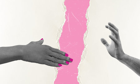 Art collage, terminate contract, no further activity with employee. The concept of breaking a relationship.の写真素材