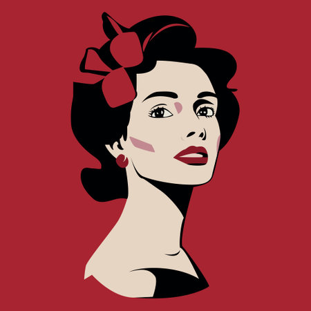 Portrait of a woman with short hair. Concept of beautiful retro woman.のイラスト素材