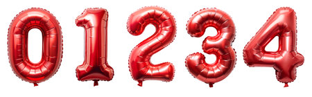 Balloons with red numbers on a white background. Holiday and party concept.の写真素材
