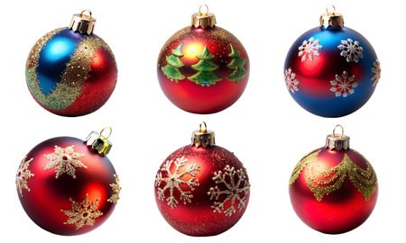 Set of Christmas tree toys on white background. Holiday and party concept.の写真素材
