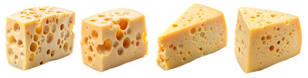 A set of cheese slices on a white background. The concept of tasty and healthy food.の写真素材
